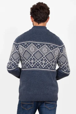 Brakeburn Fairisle Quarter Zip Navy Cheap