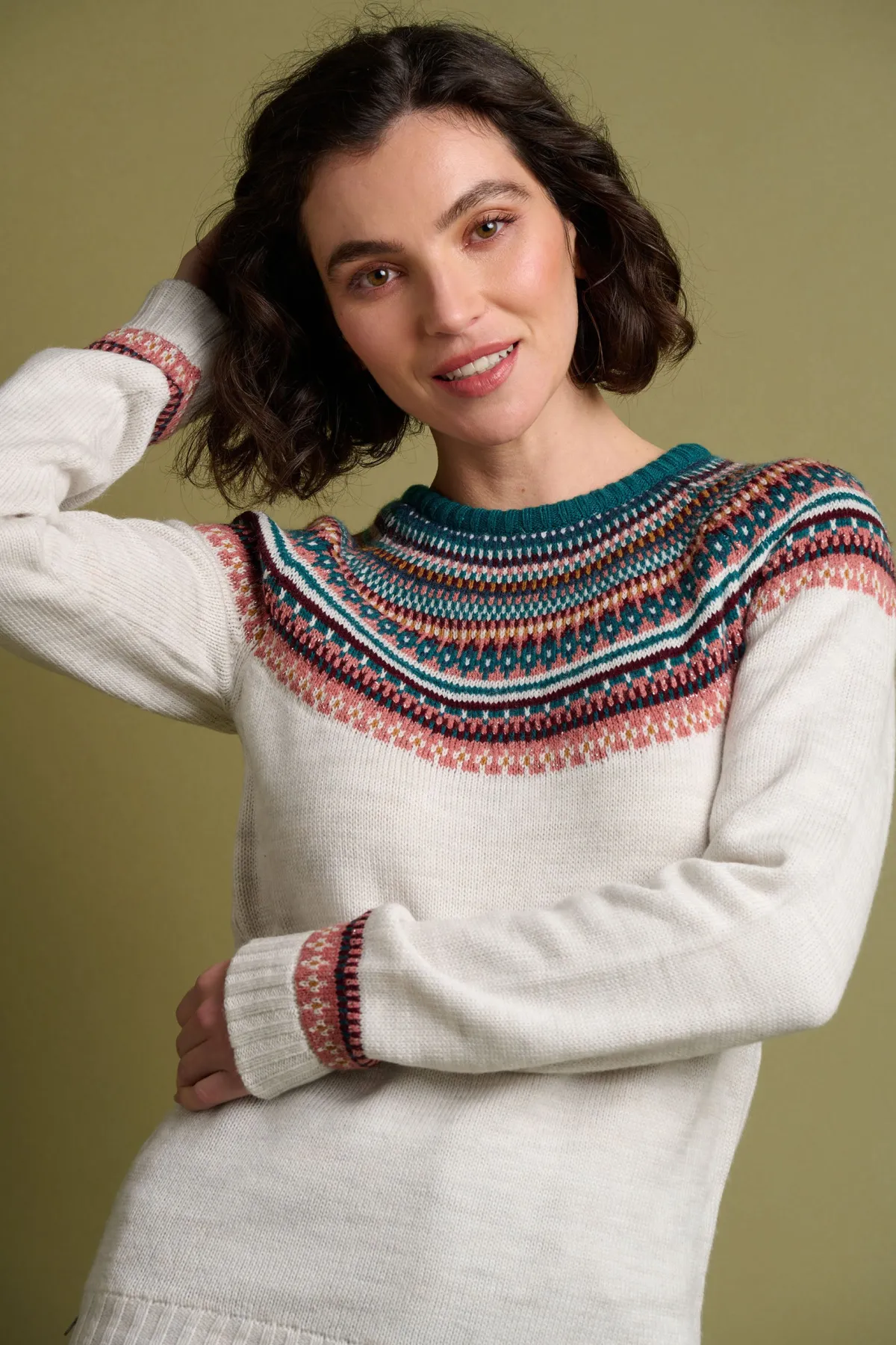 Brakeburn Fairisle Sparkle Knitted Jumper Cream Best Sale