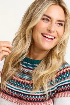 Brakeburn Fairisle Sparkle Knitted Jumper Cream Best Sale