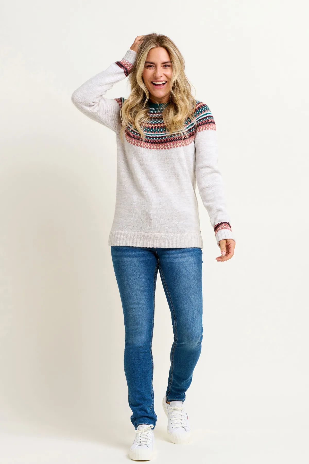 Brakeburn Fairisle Sparkle Knitted Jumper Cream Best Sale