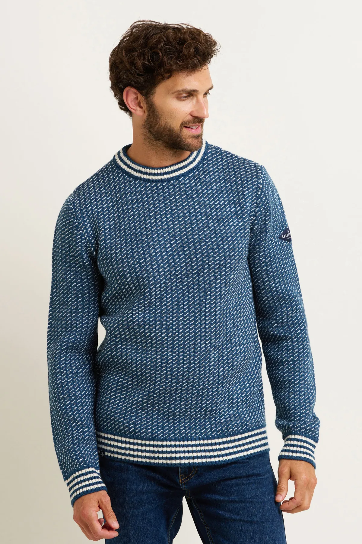 Brakeburn Fisherman'S Jumper Blue Outlet