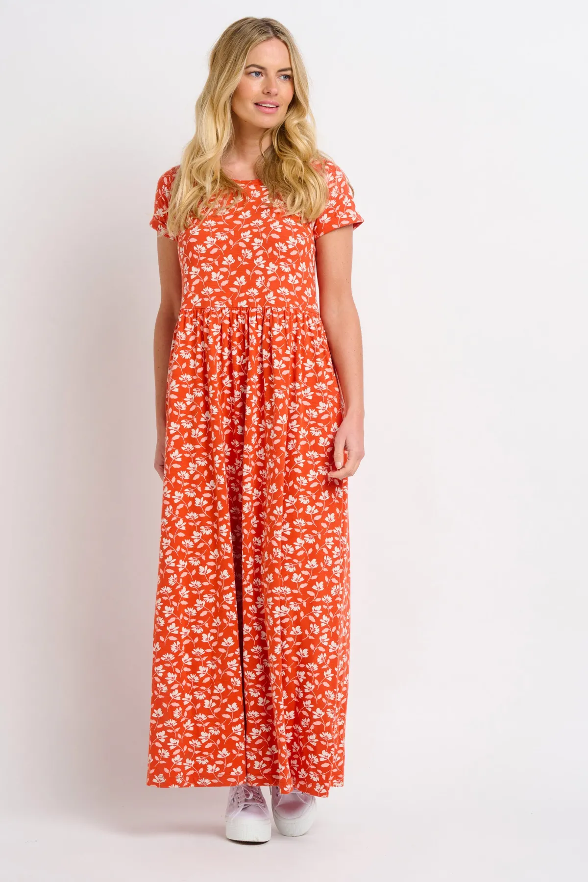 Brakeburn Floating Floral Maxi Dress Coral Online