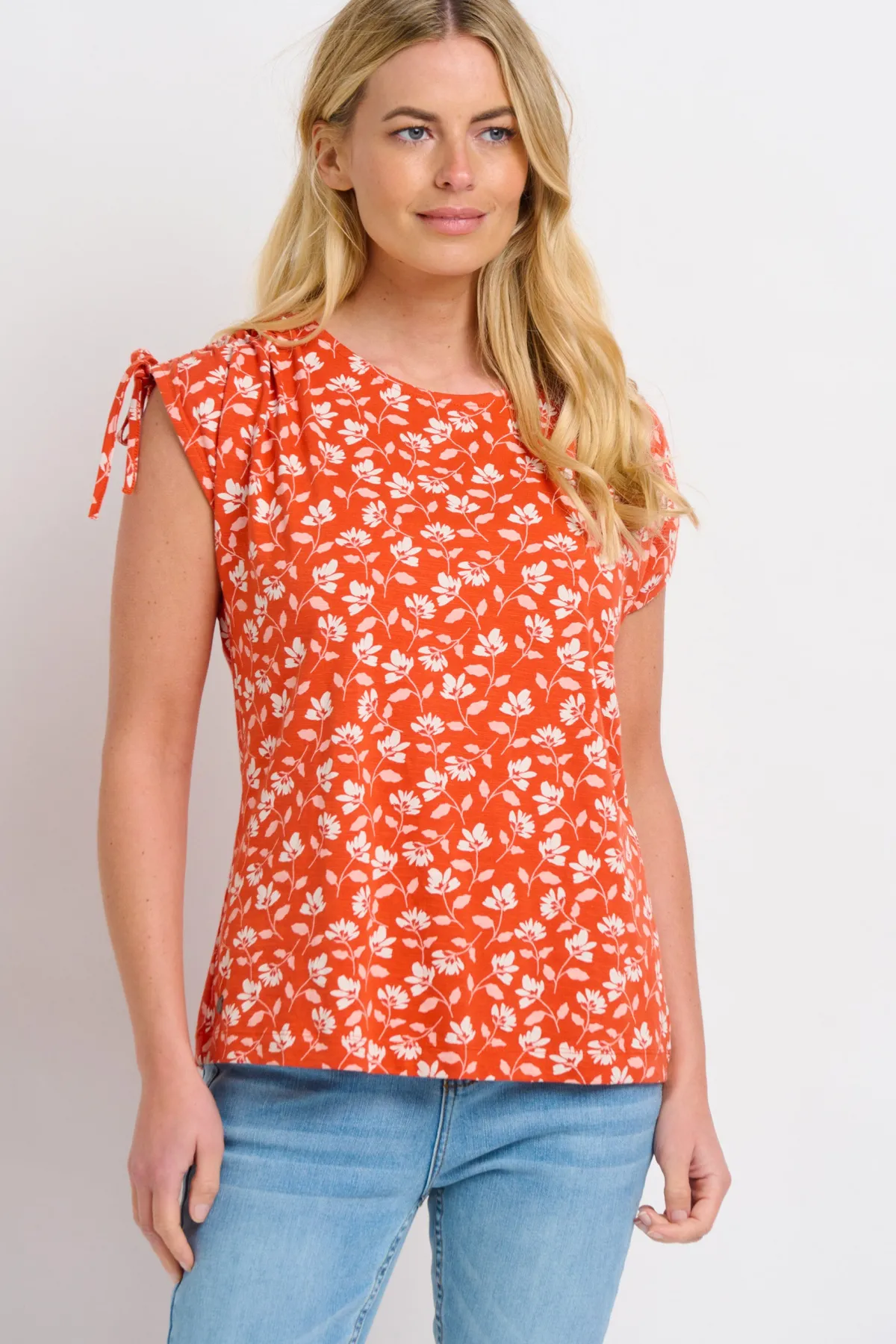 Brakeburn Floating Floral Tee Coral Clearance