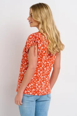 Brakeburn Floating Floral Tee Coral Clearance