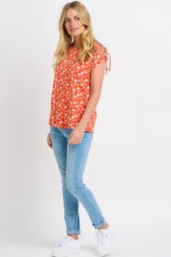Brakeburn Floating Floral Tee Coral Clearance