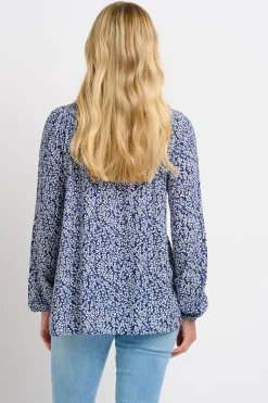Brakeburn Floral Trail Shirring Blouse Navy Outlet