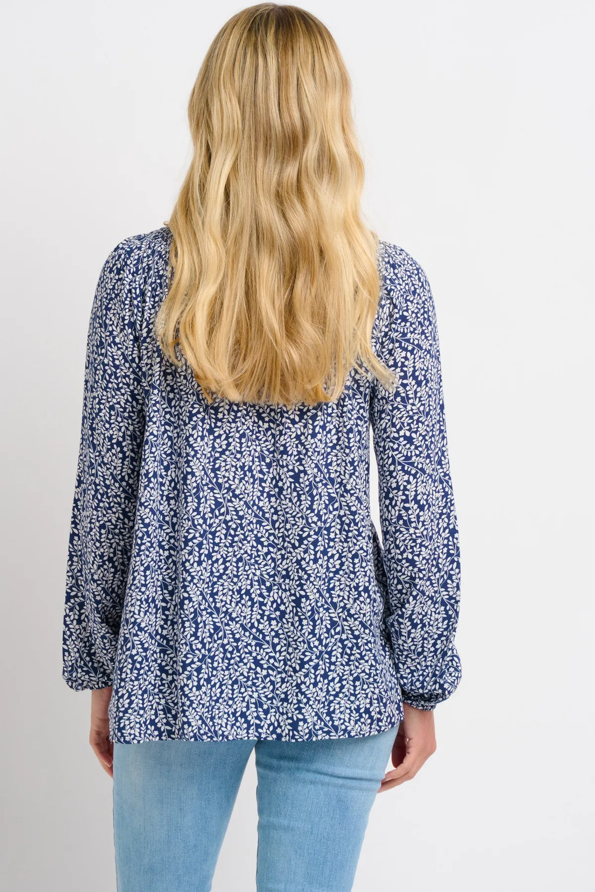 Brakeburn Floral Trail Shirring Blouse Navy Outlet