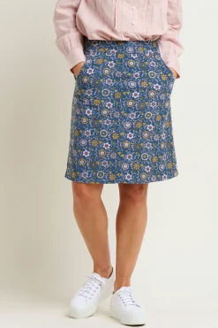Brakeburn Folk Floral Cord Skirt Blue Discount