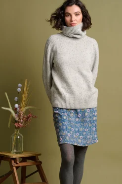 Brakeburn Folk Floral Cord Skirt Blue Discount