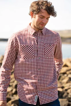 Brakeburn Gingham Shirt Burgundy Hot