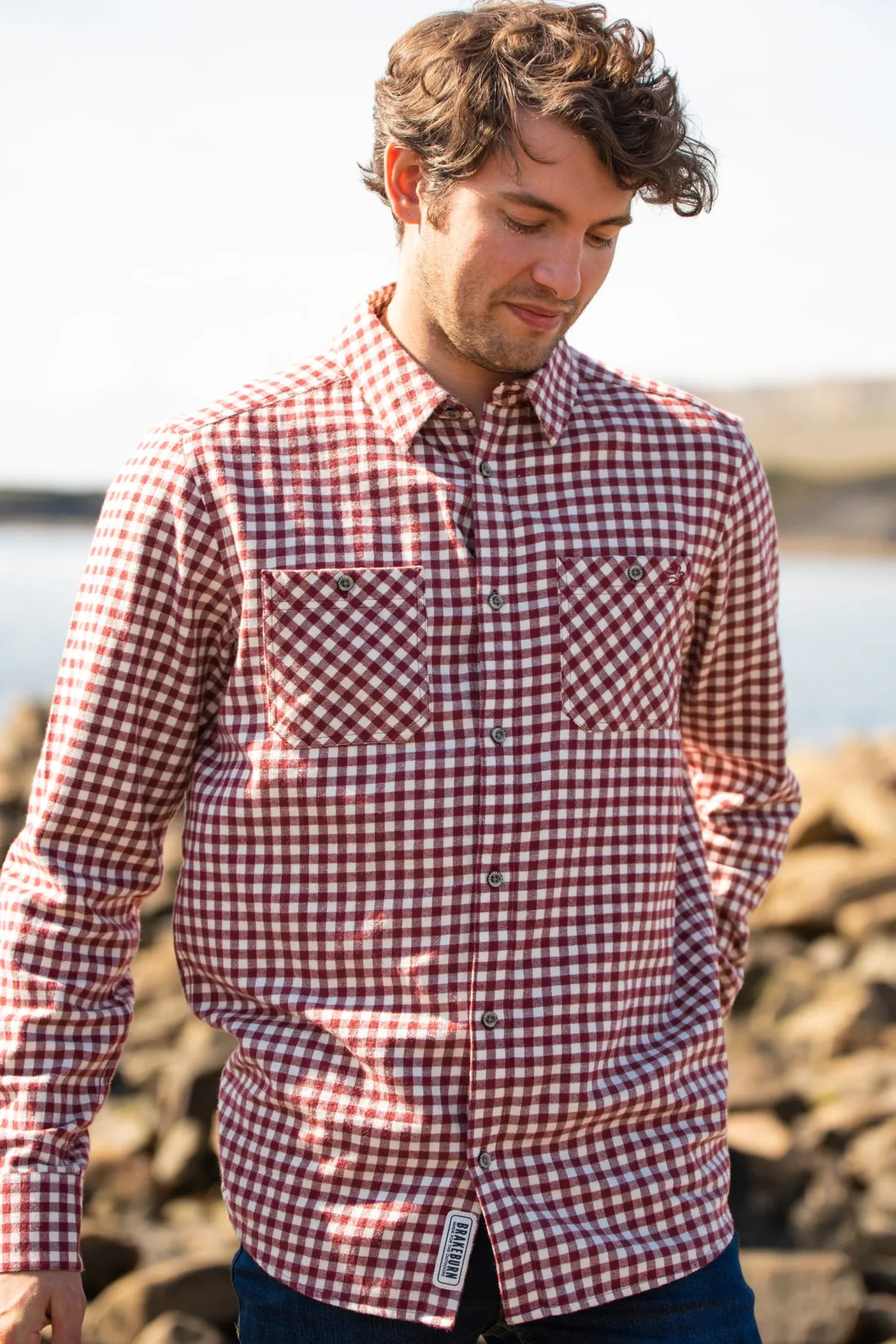 Brakeburn Gingham Shirt Burgundy Hot