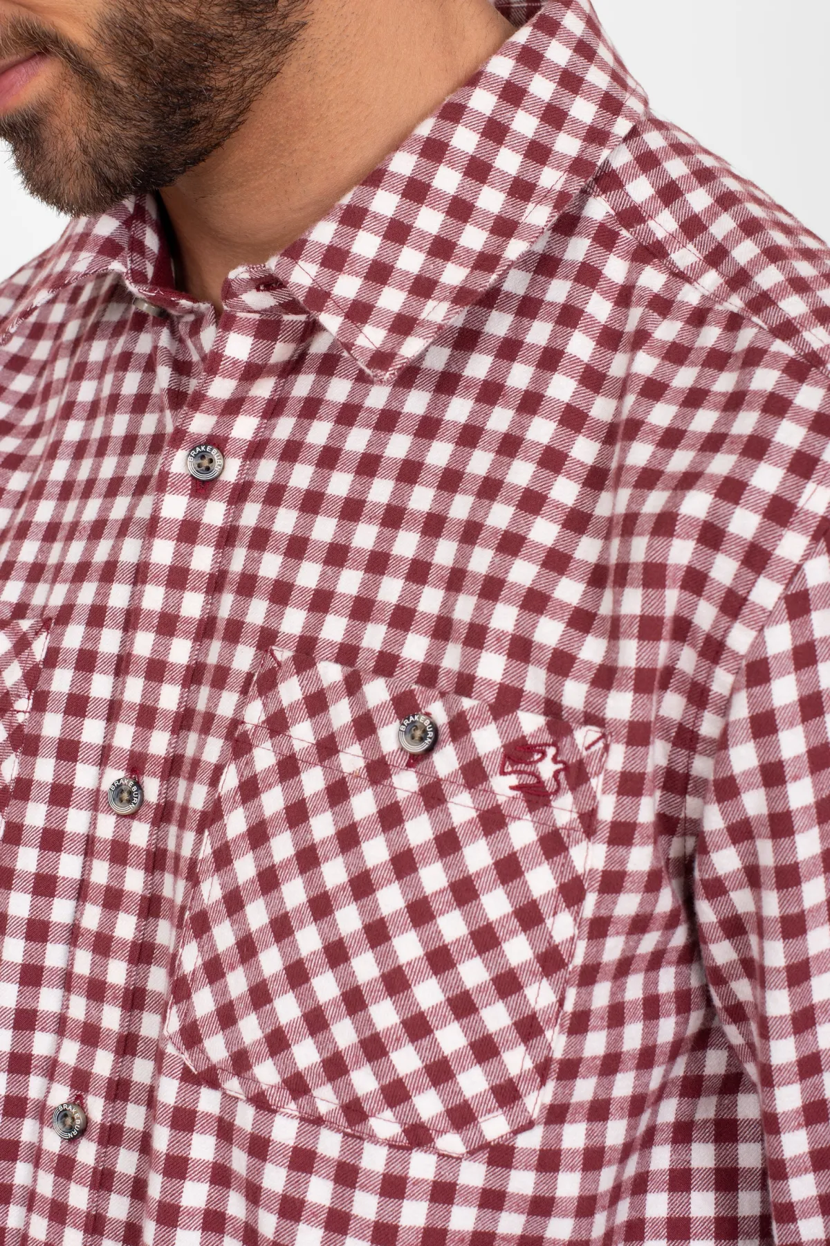 Brakeburn Gingham Shirt Burgundy Hot
