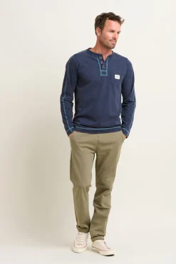 Brakeburn Henley Long Sleeve Tee Navy Online