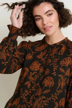 Brakeburn Henna Trail Button Through Blouse Black Shop