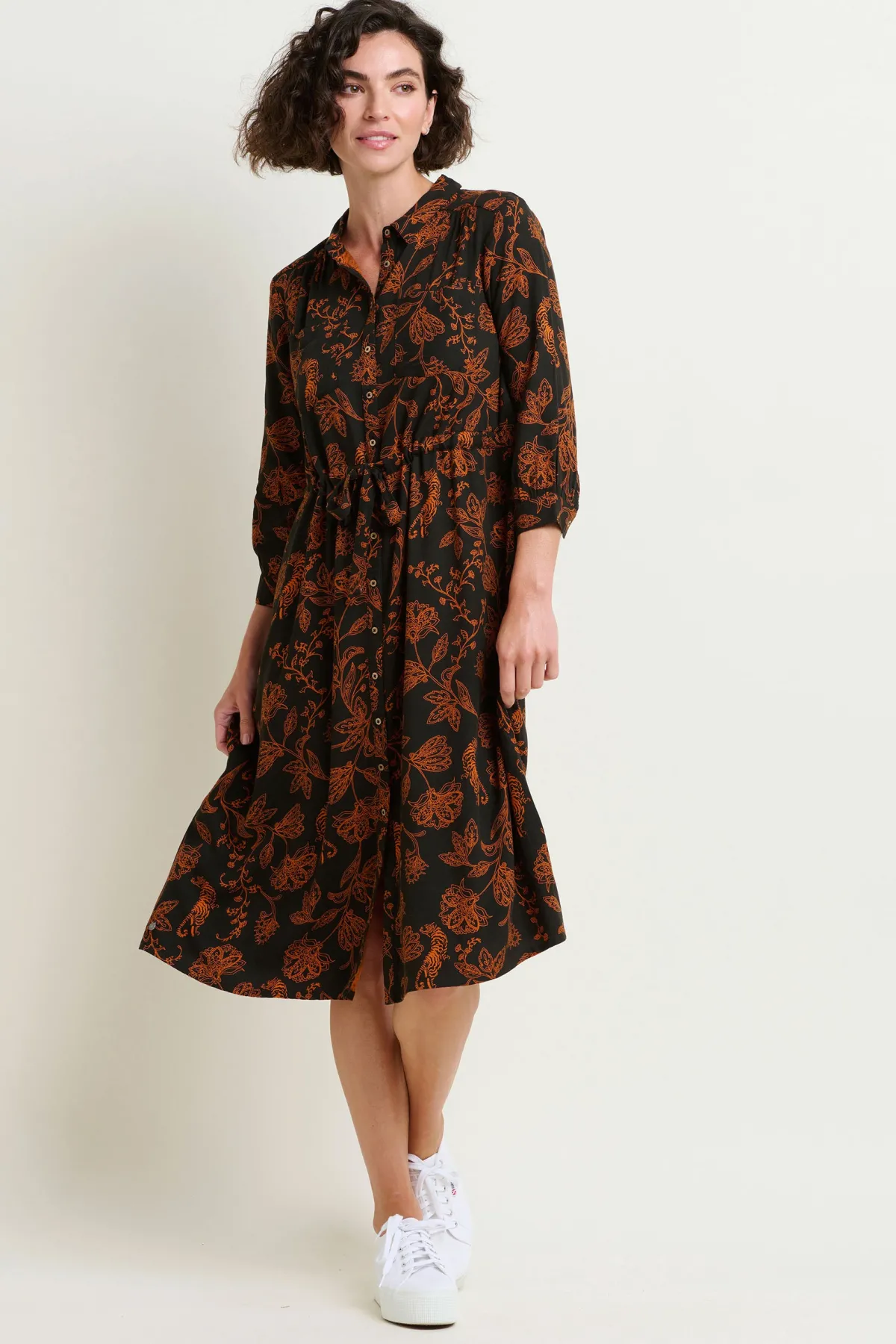 Brakeburn Henna Trail Midi Shirt Dress Black Store