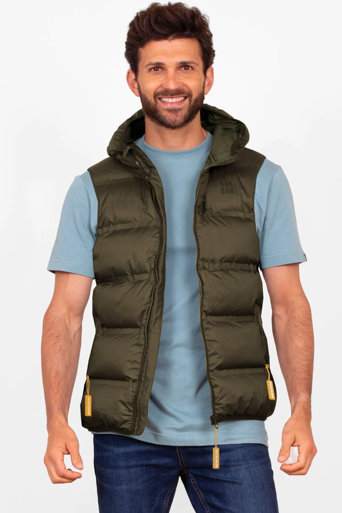 Brakeburn Hooded Gilet Khaki Clearance
