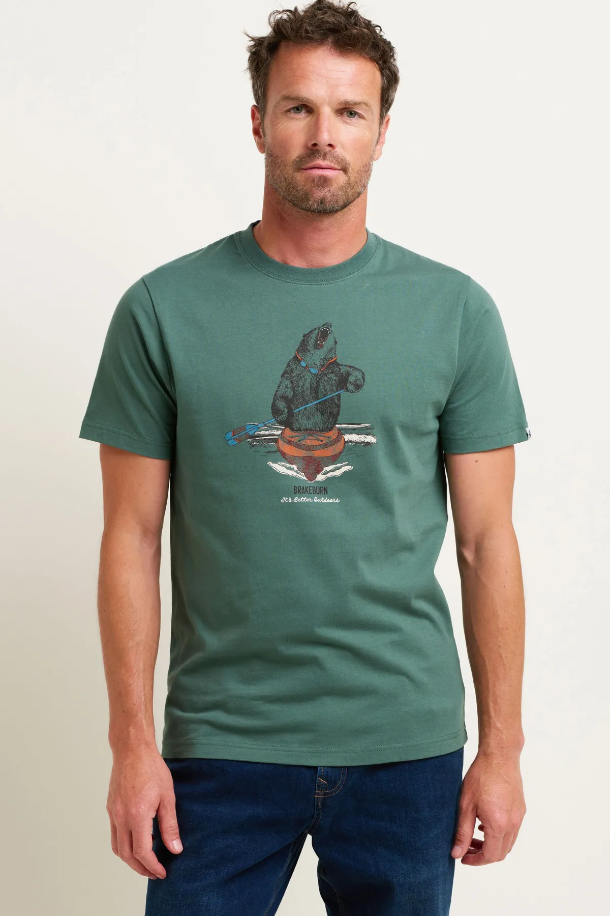 Brakeburn Kayak Bear Tee Green New
