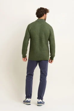 Brakeburn Khaki Quarter Zip Jumper Green Clearance