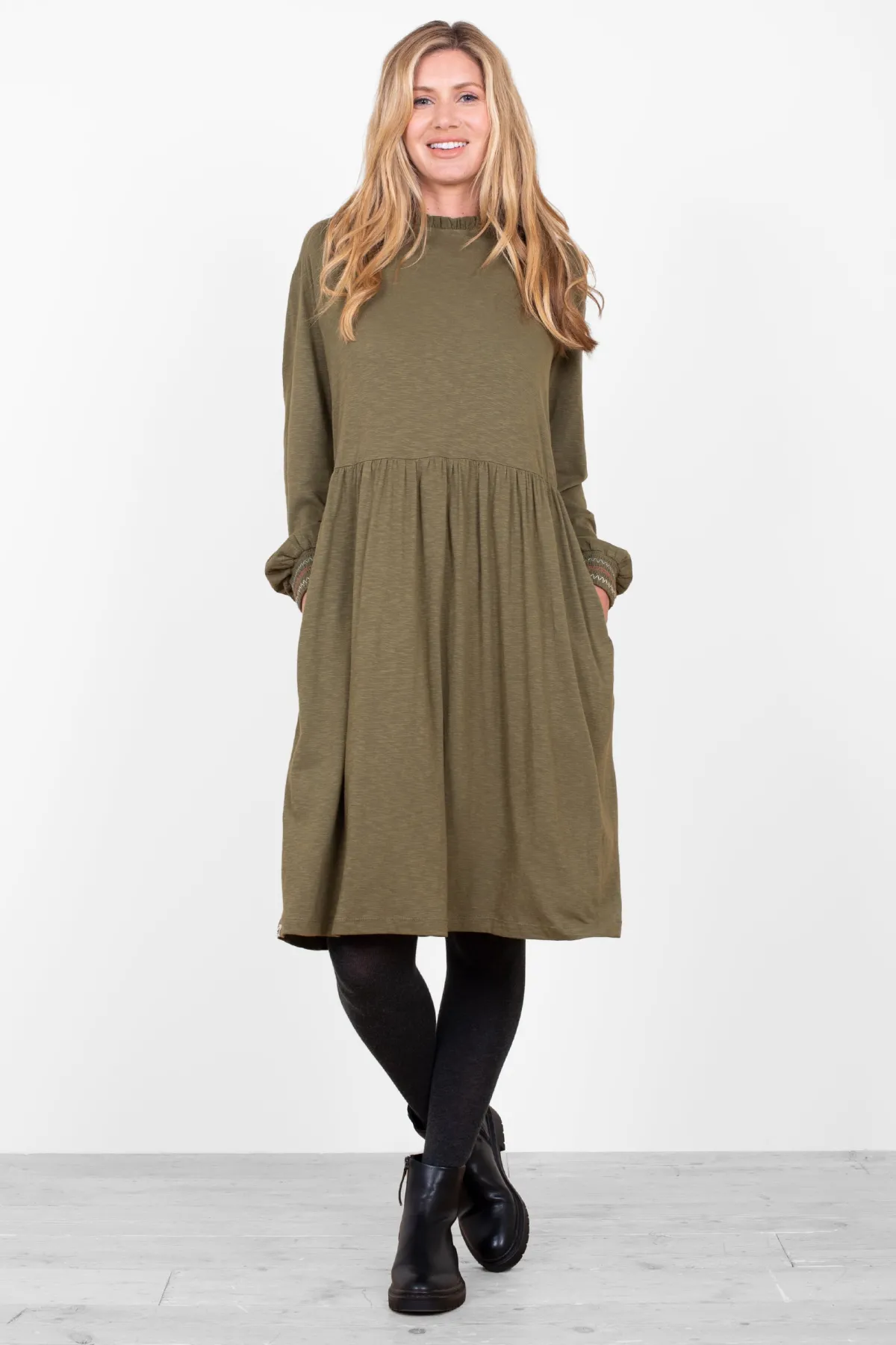 Brakeburn Kinsley Jersey Dress Khaki Cheap