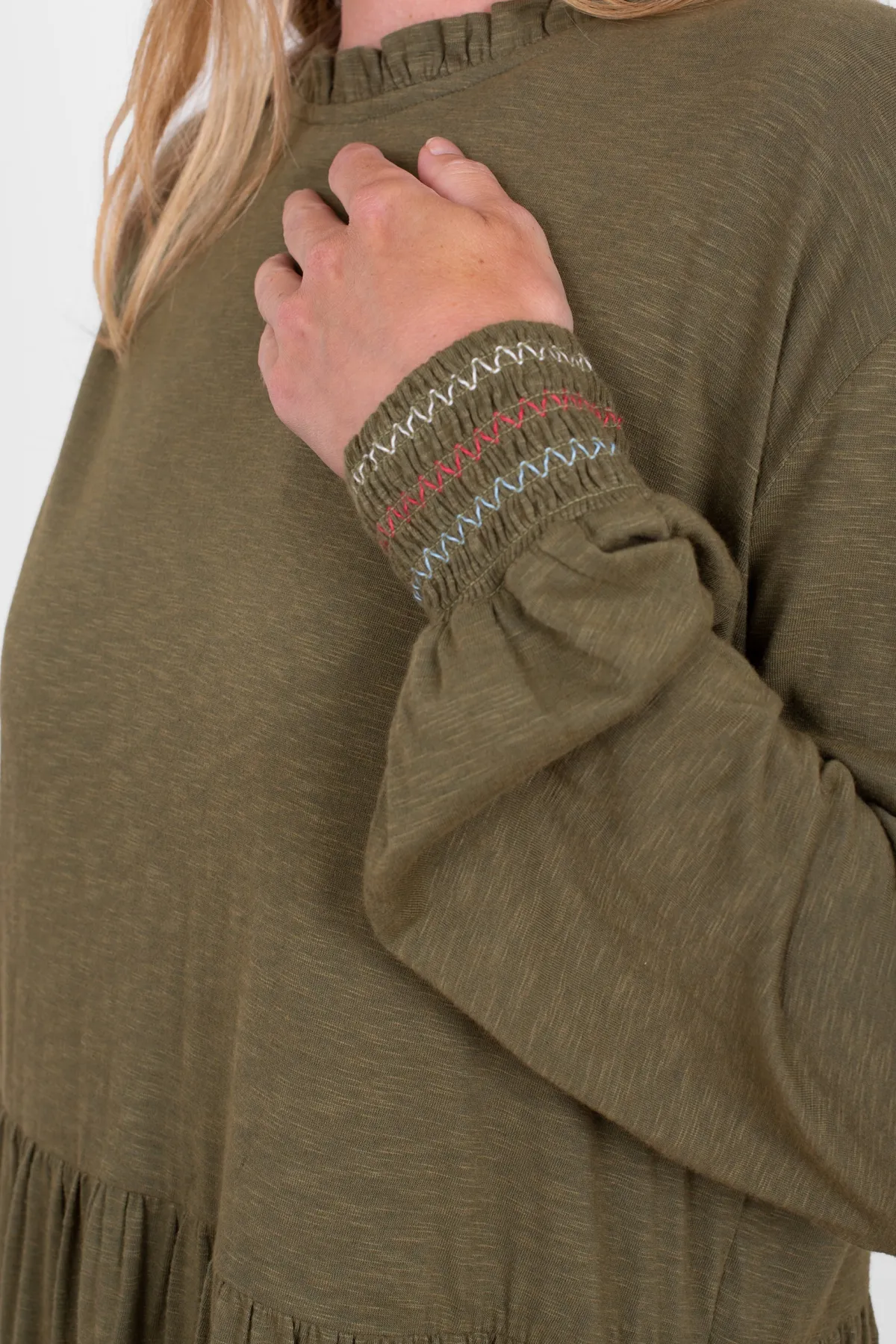 Brakeburn Kinsley Jersey Dress Khaki Cheap