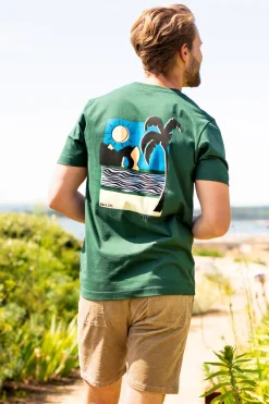 Brakeburn Landscape Lino Tee Green Cheap