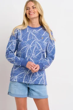 Brakeburn Leaf Crew Neck Sweat Blue Fashion