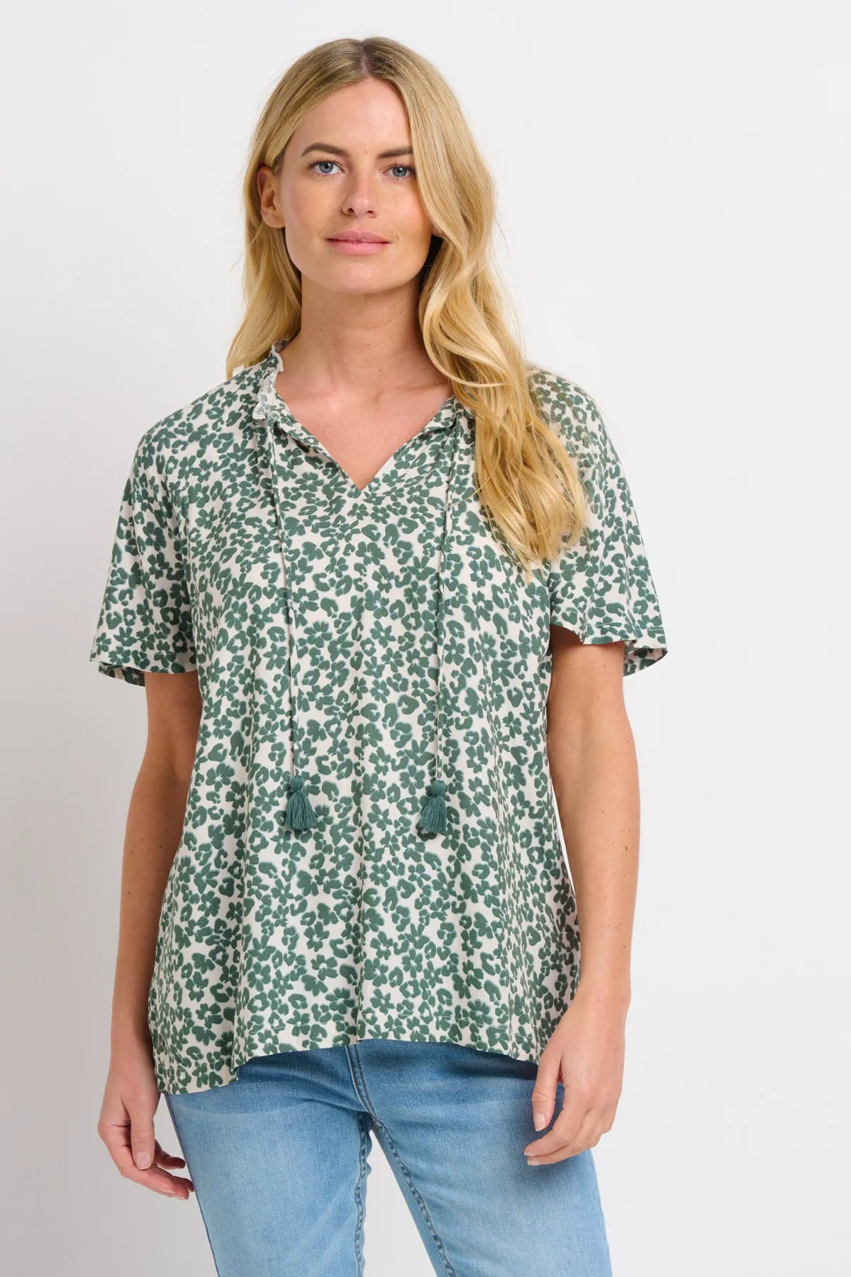 Brakeburn Leopard Floral Blouse Green Fashion