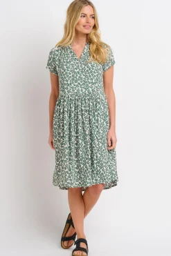 Brakeburn Leopard Floral Dress Green Discount