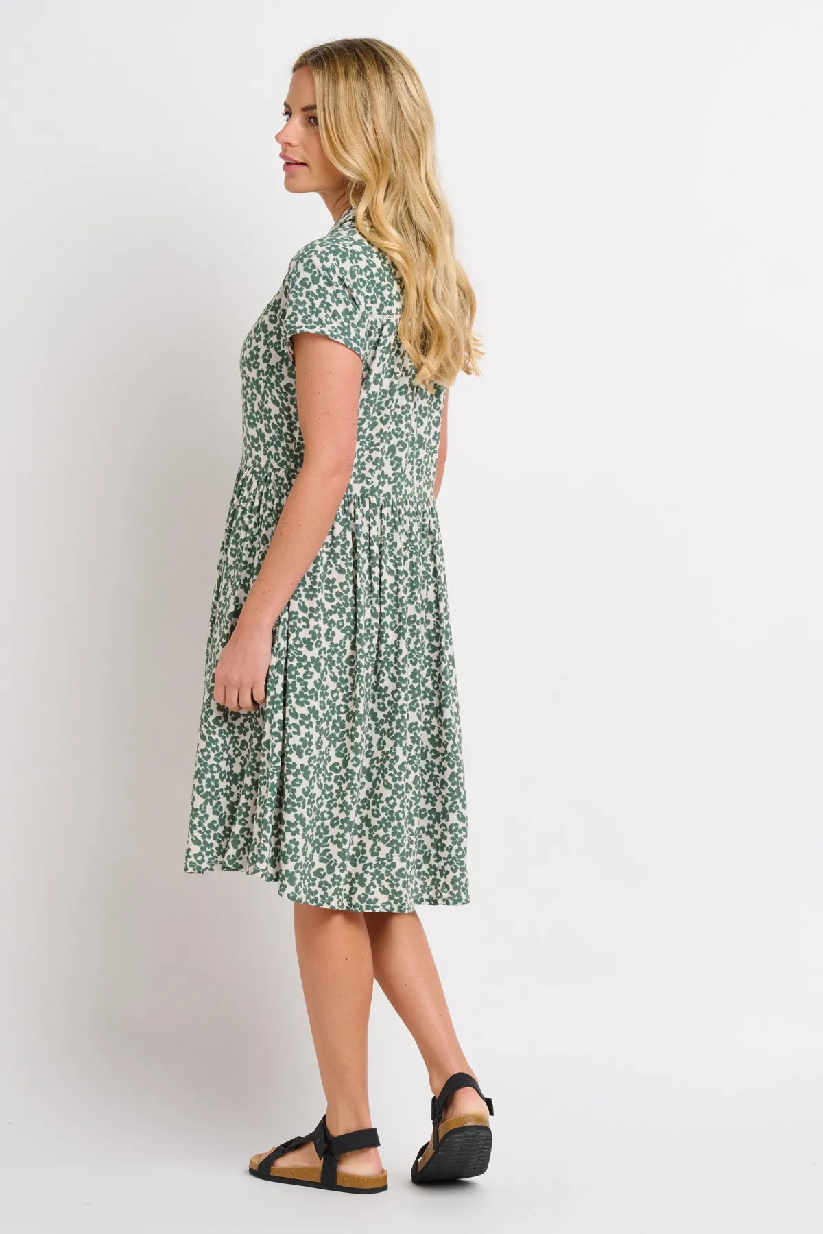 Brakeburn Leopard Floral Dress Green Discount