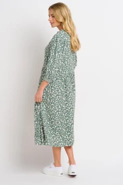 Brakeburn Leopard Floral Midi Dress Green Clearance