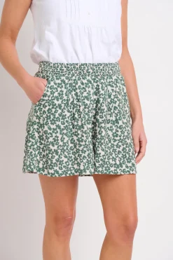 Brakeburn Leopard Floral Shorts Green Outlet