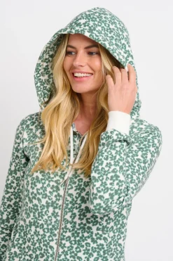 Brakeburn Leopard Floral Zip Through Hoodie Green Best Sale