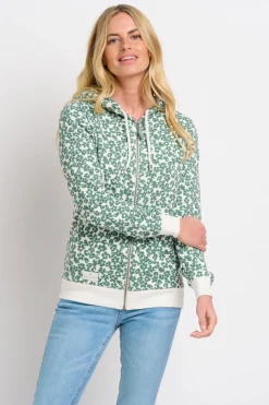 Brakeburn Leopard Floral Zip Through Hoodie Green Best Sale