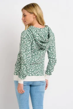 Brakeburn Leopard Floral Zip Through Hoodie Green Best Sale
