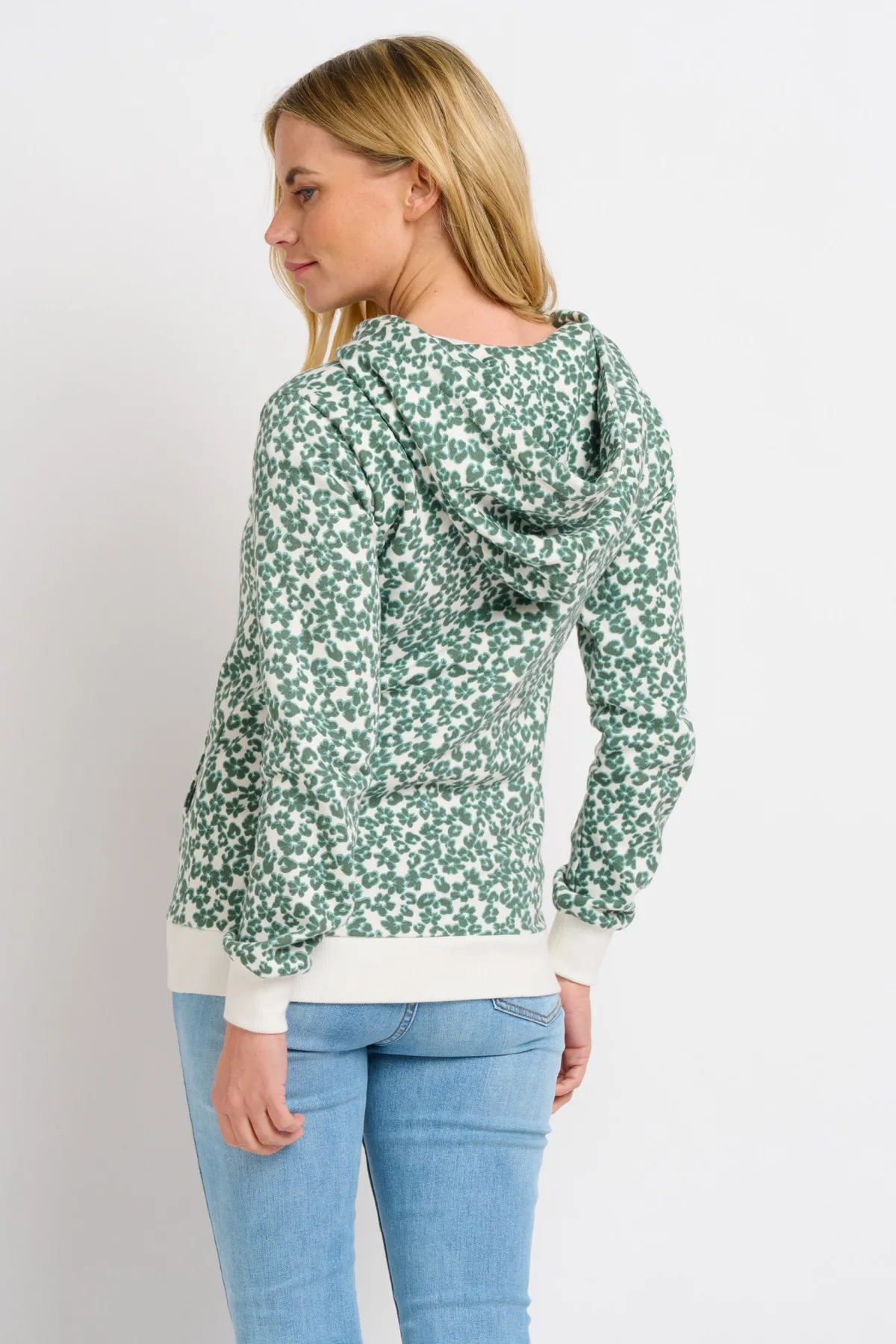 Brakeburn Leopard Floral Zip Through Hoodie Green Best Sale