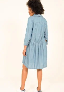 Brakeburn Loose Fit Shirt Dress Blue Flash Sale