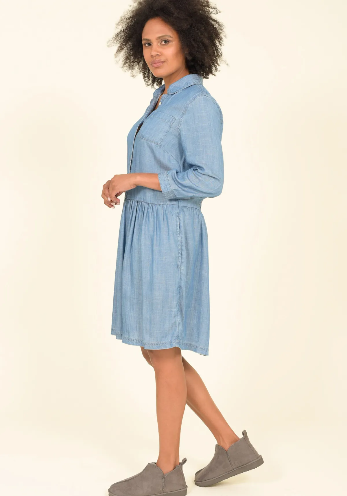 Brakeburn Loose Fit Shirt Dress Blue Flash Sale