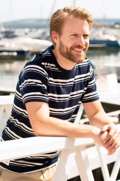 Brakeburn Men'S Stripe Tee Navy Sale