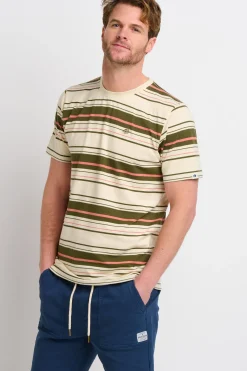 Brakeburn Multi Stripe Tee Cream Best Sale