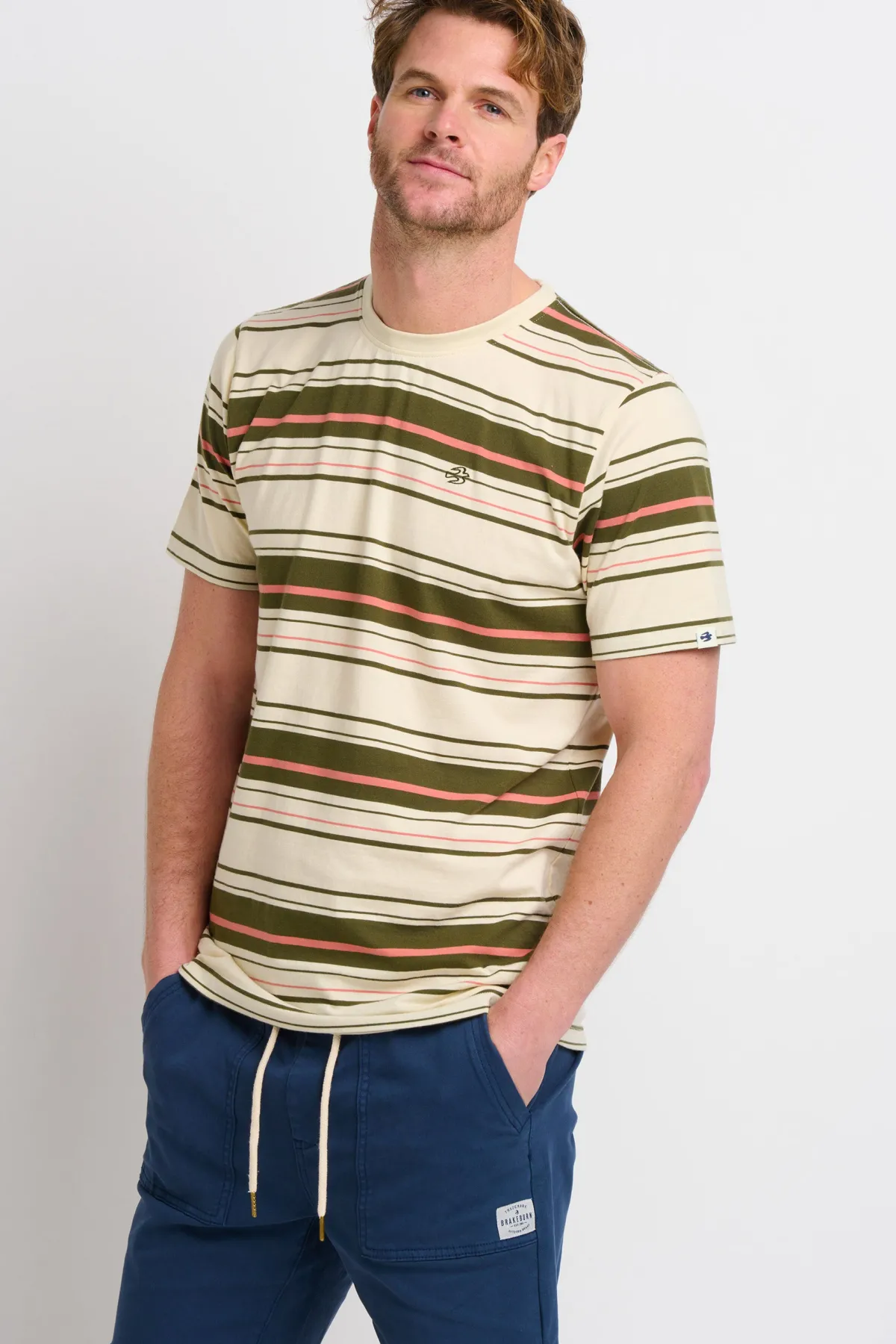Brakeburn Multi Stripe Tee Cream Best Sale