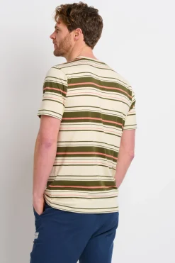 Brakeburn Multi Stripe Tee Cream Best Sale
