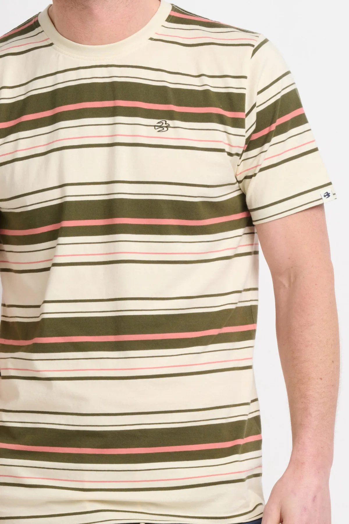 Brakeburn Multi Stripe Tee Cream Best Sale