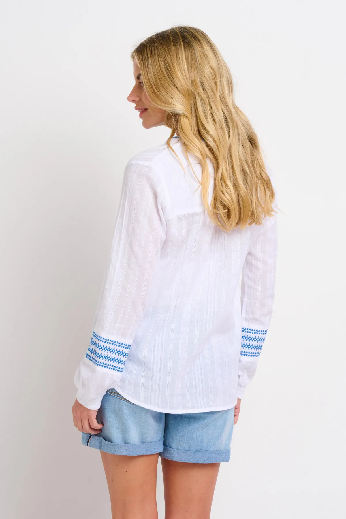 Brakeburn Nattie Embroidered Blouse Blue Clearance