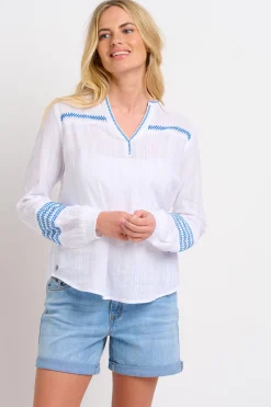 Brakeburn Nattie Embroidered Blouse Blue Clearance