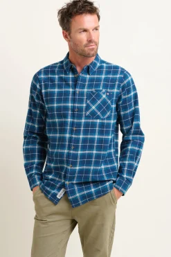 Brakeburn Navy Check Shirt Blue Clearance