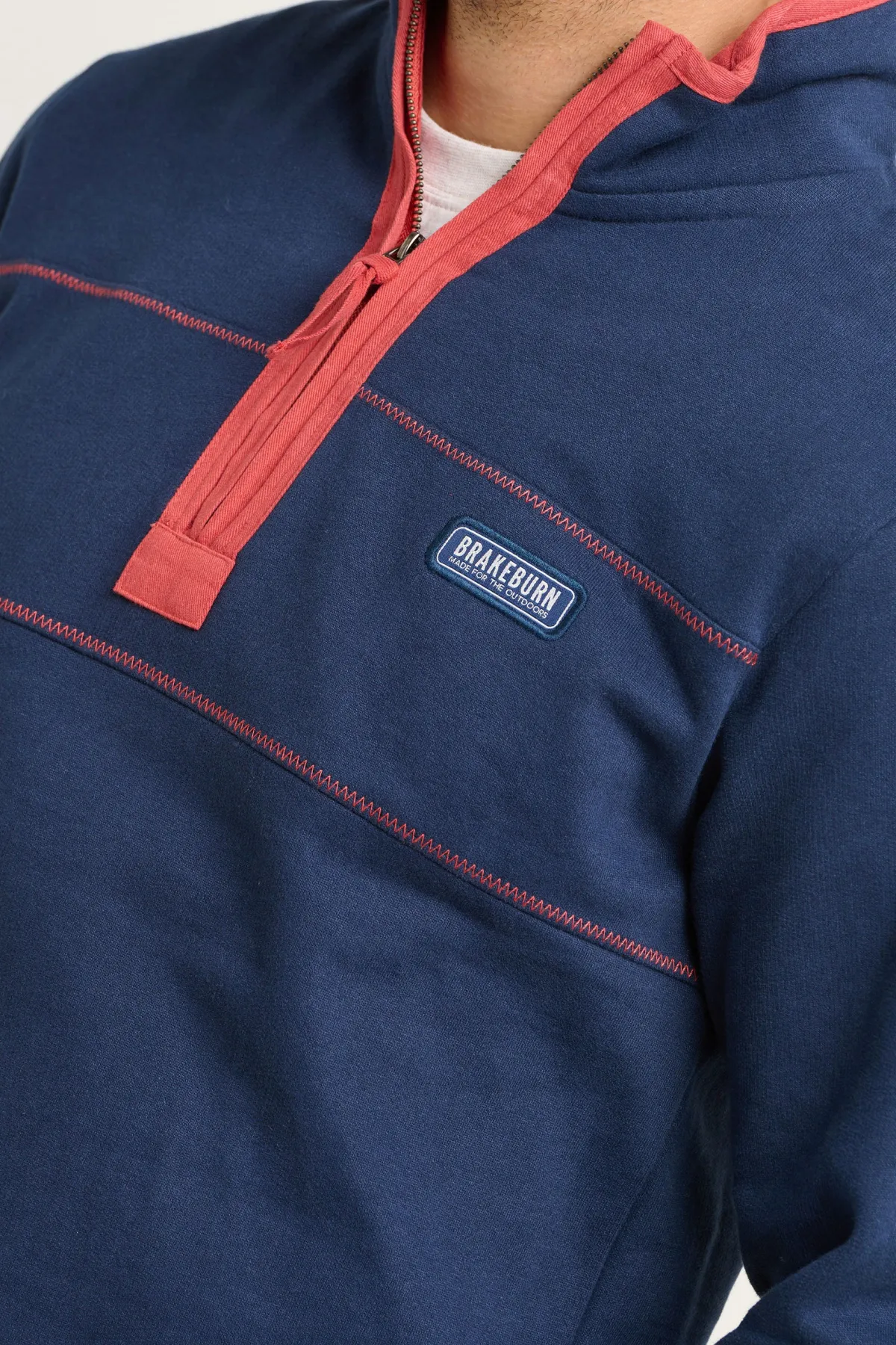 Brakeburn Navy Quarter Zip Sweatshirt Burgundy Best
