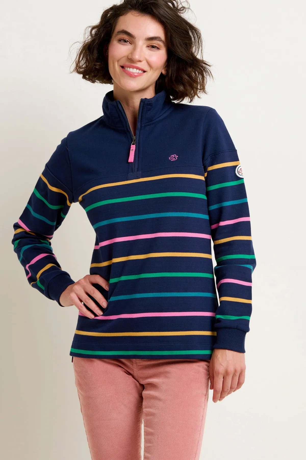 Brakeburn Navy Quarter Zip Sweatshirt Multicoloured Best Sale