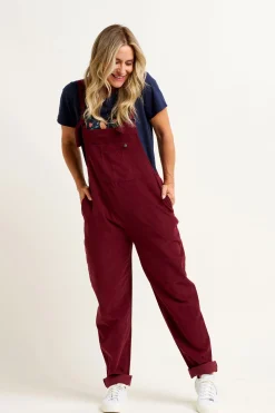 Brakeburn Niko Cord Dungarees Burgundy Online