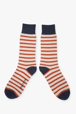 Brakeburn Orange Stripe Socks Cream Outlet