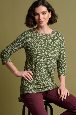 Brakeburn Orchard Leaf 3 Quarter Tee Green Best